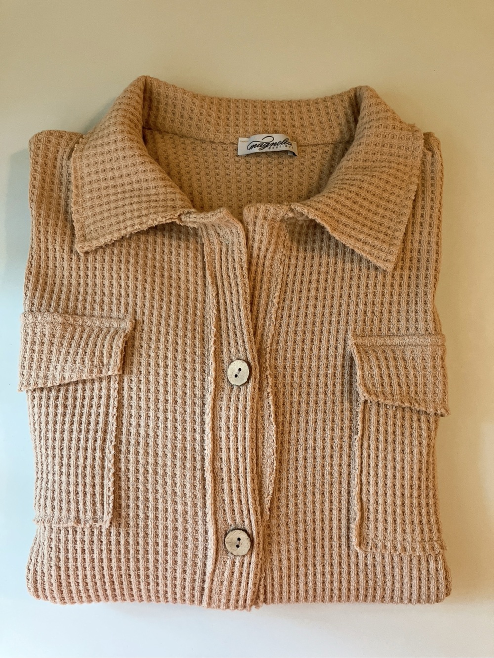 Magnolia Three Bird Nest Waffle Longsleeve Button Down Shirt Jacket Medium - Picture 11 of 11